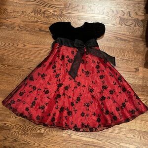 Rare Too little girls dress size 5 in black and red with black tie